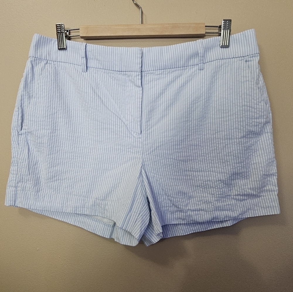 LOFT Riviera Seersucker Striped Shorts Women's Size 10